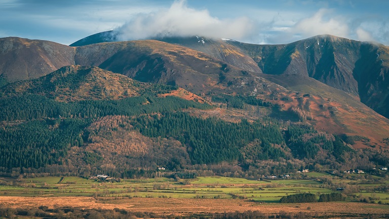 Overlooking Skiddaw, a striking mountain in the Lake District National Park that is very popular with hikers